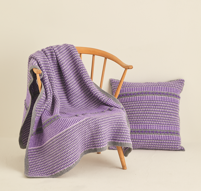 Moss Stitch Blanket & Cushion 10123