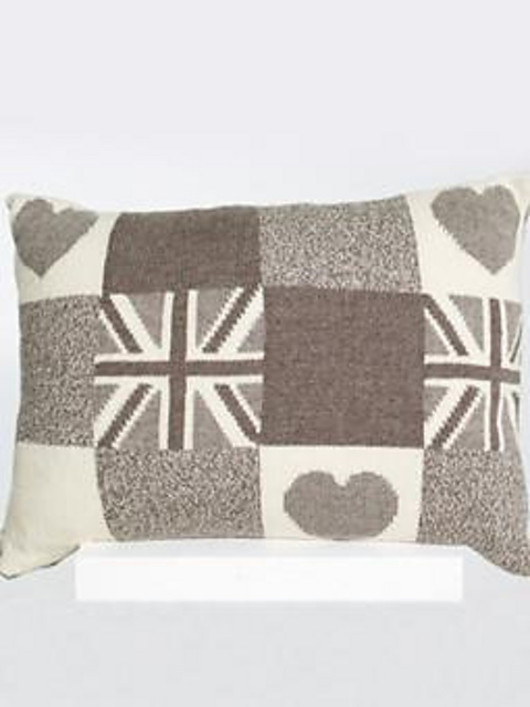 Union Jack Heart Grid Large Cushion