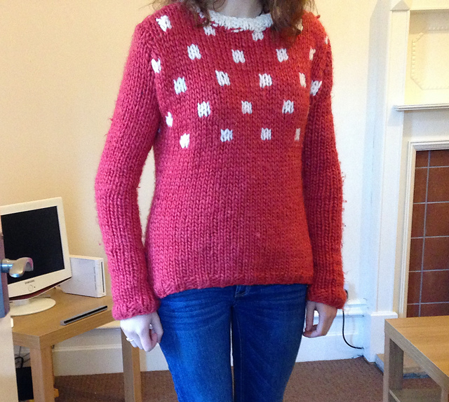 Red and Cream Chunky Jumper