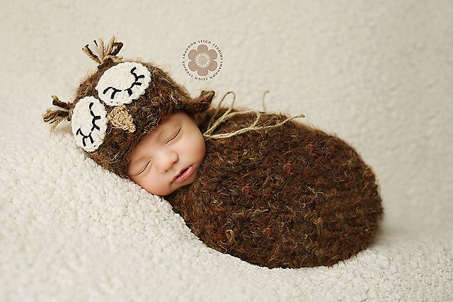 Sleepy Owl Hat and Swaddle Sack