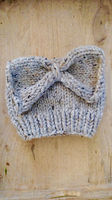 Knit Messy Bun Hat with Bow
