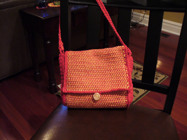 Striped Afghan Stitch Shoulder Bag