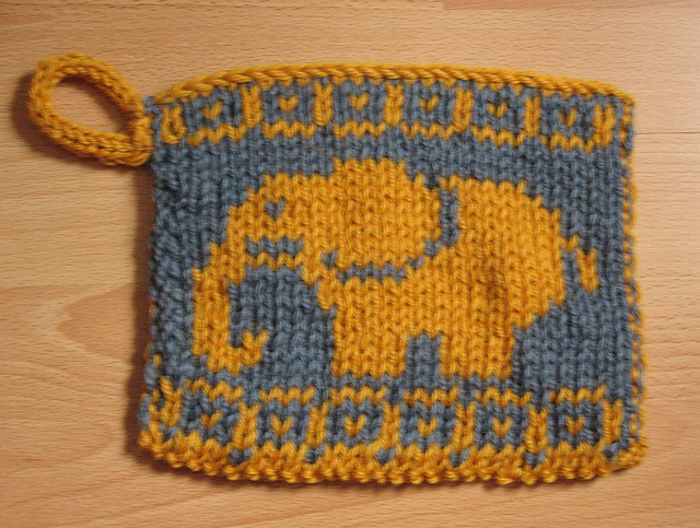 Doubleknit potholder Elephant # 2