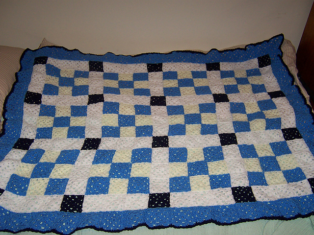 Nine Patch Crocheted Afghan