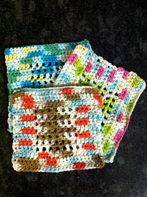 Easy Square 'Mesh' Cotton Dish/Face Cloths - Beginner 