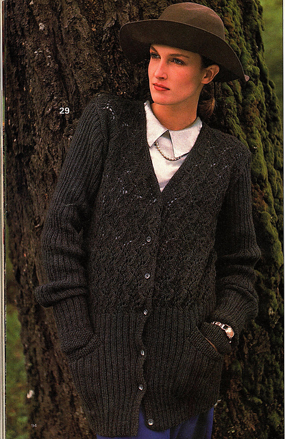 #29 Long Lace-and-rib Cardigan