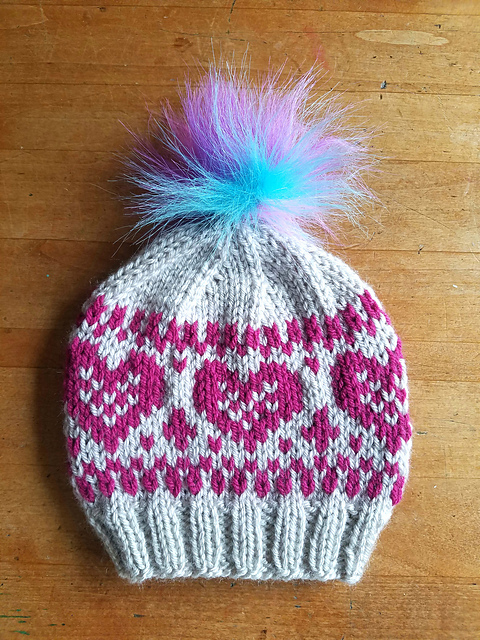 Little Hearts Beginner Fair Isle Hat Pattern Lovely Sentiment Hat