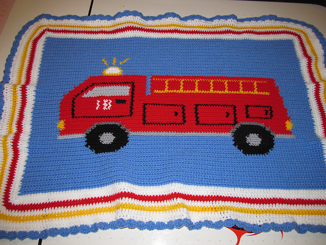 Firetruck with flashing light blanket pattern