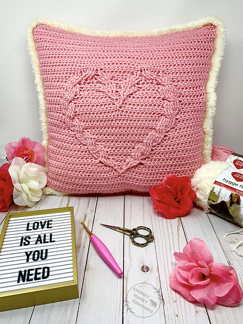 Cabled Heart Throw Pillow