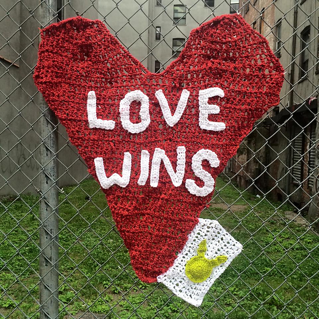 Yarn Bomb Heart Love Wins