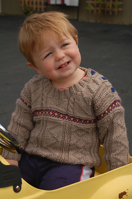 Guernsey Sweater with Fair Isle Band