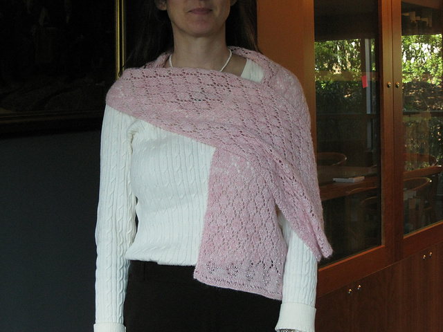 Beaded and openwork diamond scarf