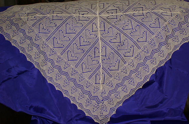 Cobweb  Lace Hearts Shawl for Machine Knit