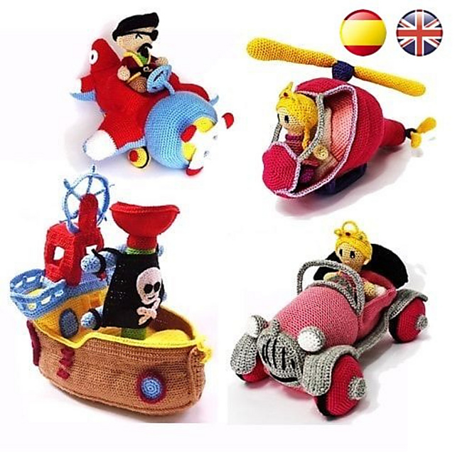 Pirate Ship, Airplane, Princess Car and Helicopter