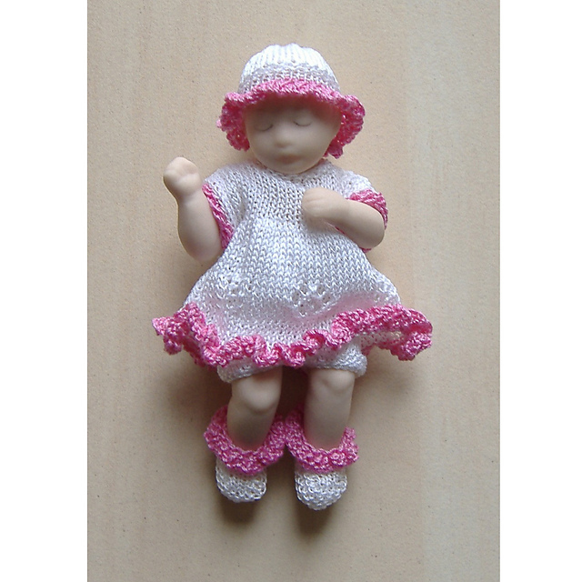 Frill Edged Patch Dress for 3.25" doll (59)