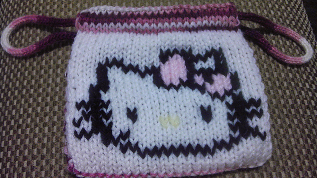 Mini kitty drawstring purse