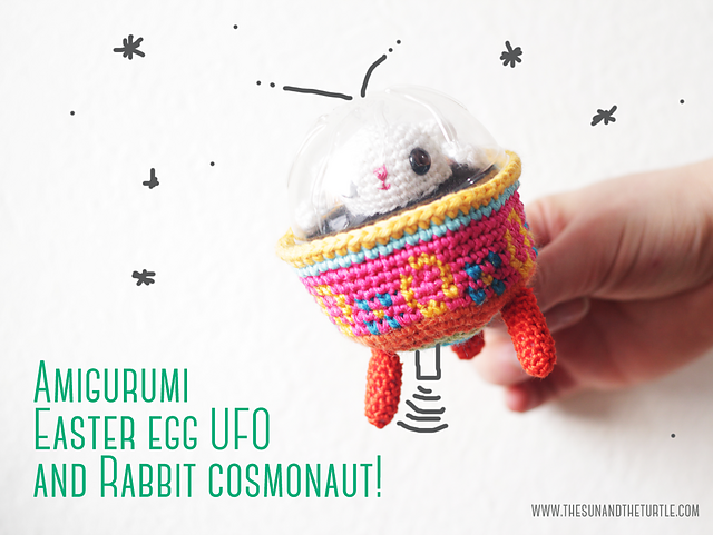 Easter Bunny in Colored Egg Spaceship Amigurumi