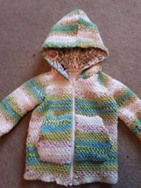 crocheted lined baby hoodie