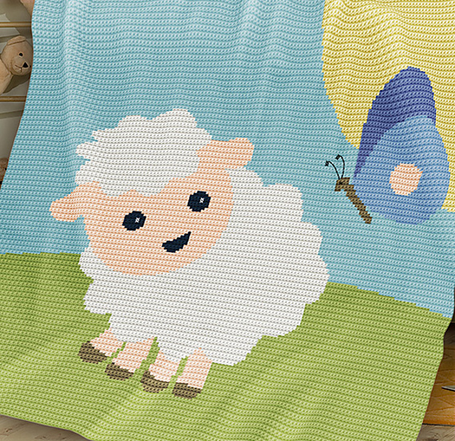 Baby Blanket - Sheep and Butterfly