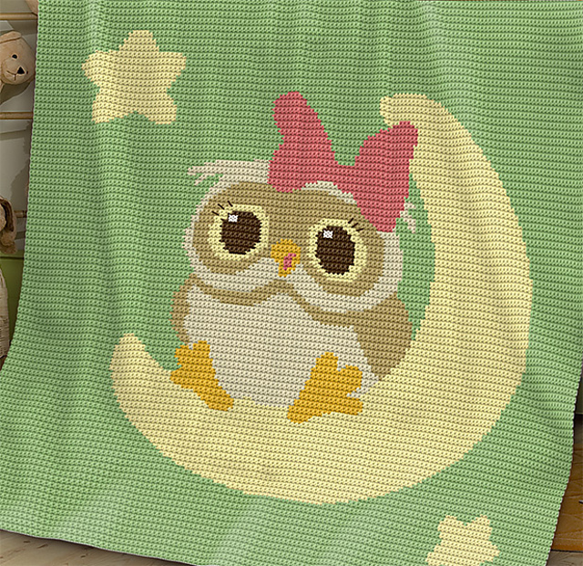 Baby Blanket - Owl on the Moon
