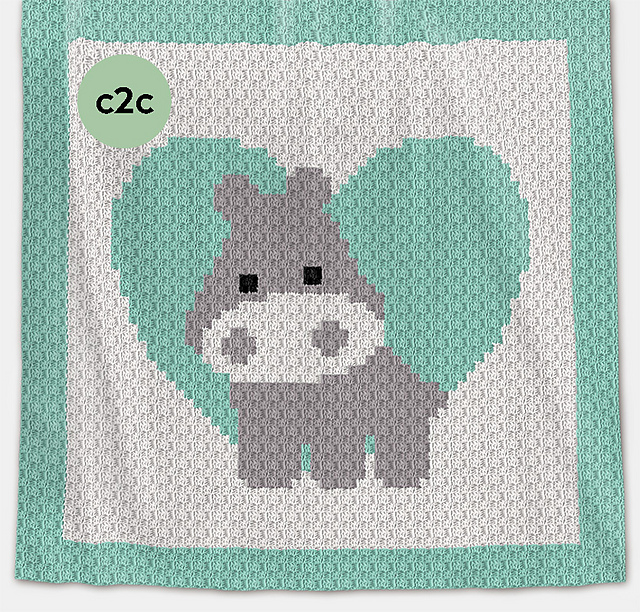 C2C - Love Hippo Baby Blanket