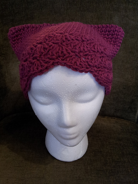 Pussy Hat with Shell Edging