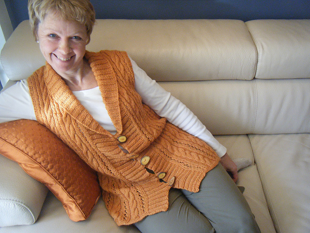 Cable and Lace Shawl-Collar Vest