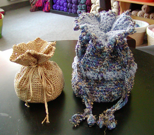 Crocheted Drawstring Pouch