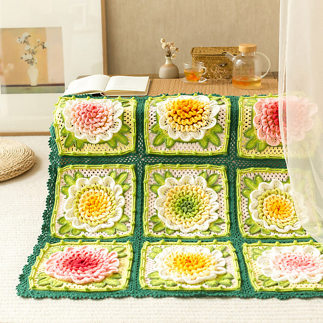 Blossoming Prosperity Peony Blanket