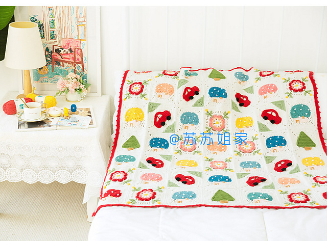 Cabin and Car Patchwork Blanket