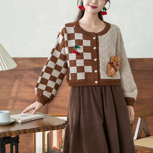 Plaid Bear Cardigan