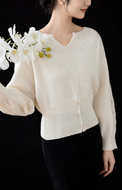 Flower Shadow Split Blouse