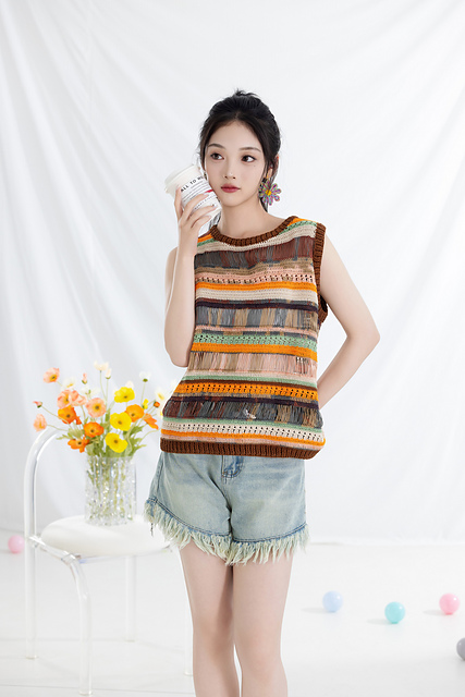 Striped Lace-Up Vest