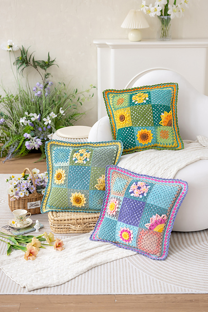 Sunflower Patchwork Pillow Case