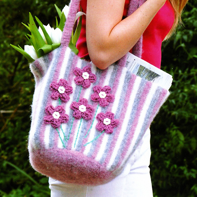 Felted bag with flower motifs