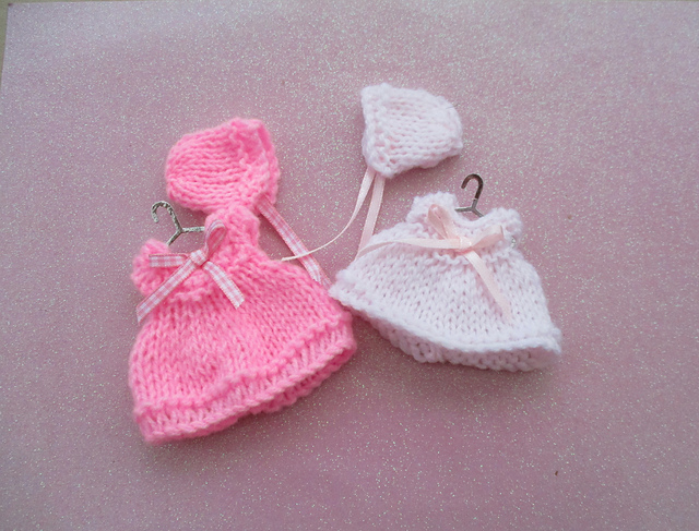Miniature Dress and Bonnet