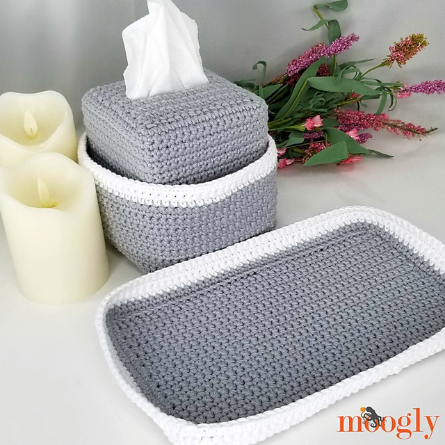 Pampering Vanity Set: Tissue Box Organizer & Tray