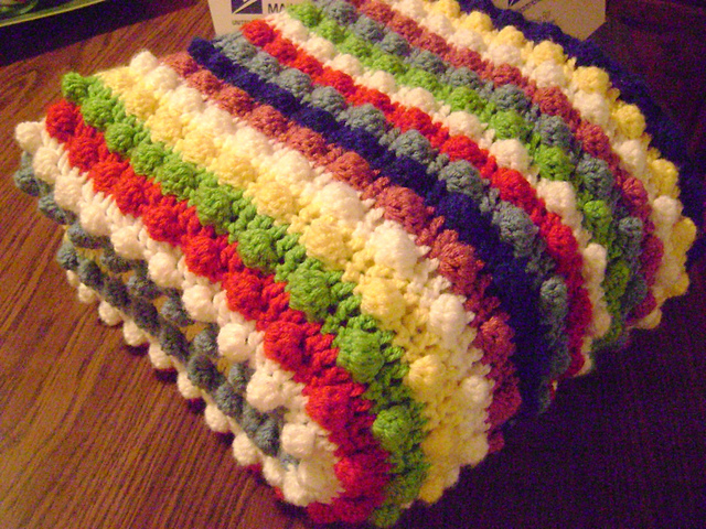 Blackberry Salad Striped Afghan