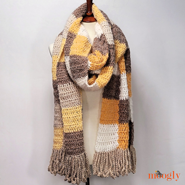 Big Checked Crochet Scarf