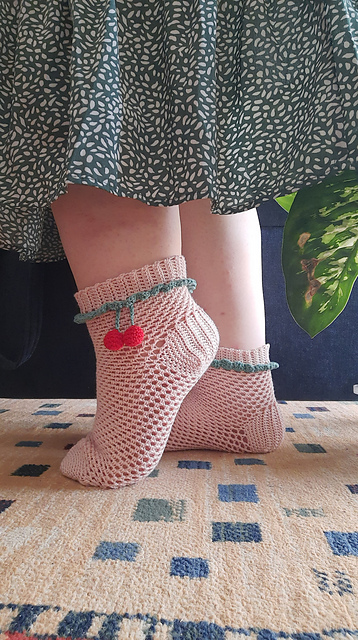 Meias Cereja em crochet