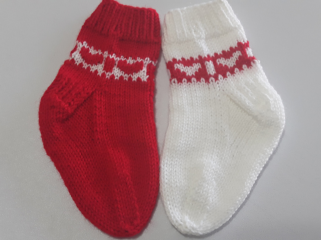 Sweet and tiny Valentine's baby socks