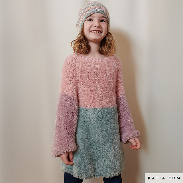 99-21 Colorblock faux-fur dress
