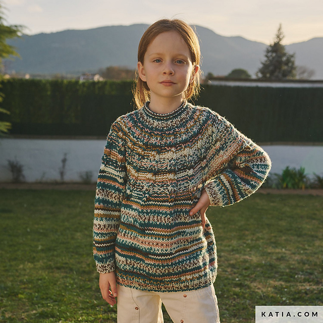 Cabled yoke sweater (8036_460)