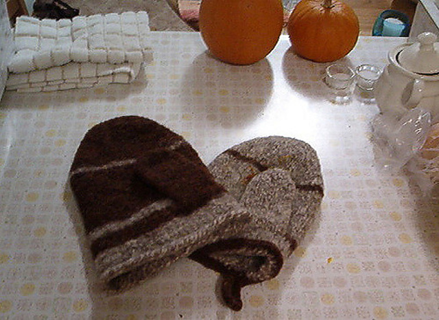 felted oven mitts