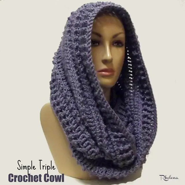 Simple triple-crochet cowl
