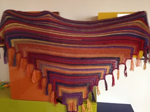 Mittered colorful shawl