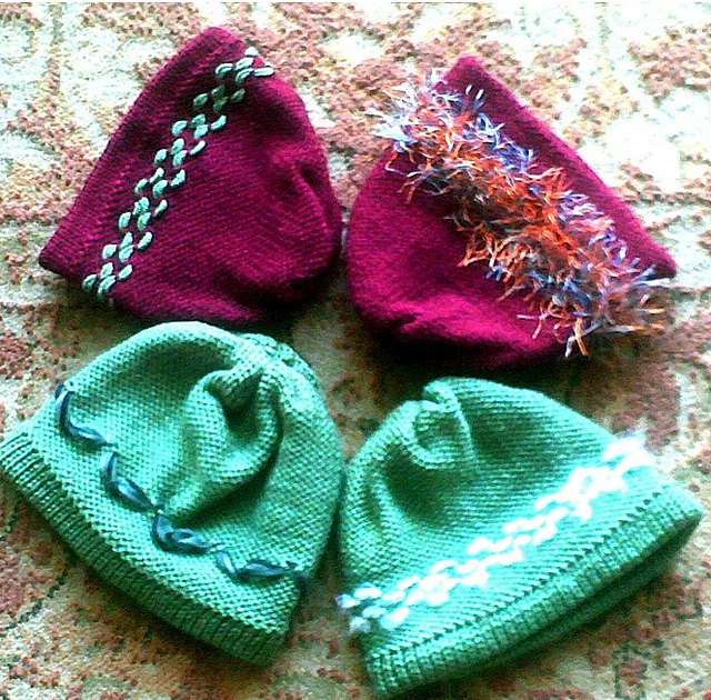 Hats with Knit Weaving