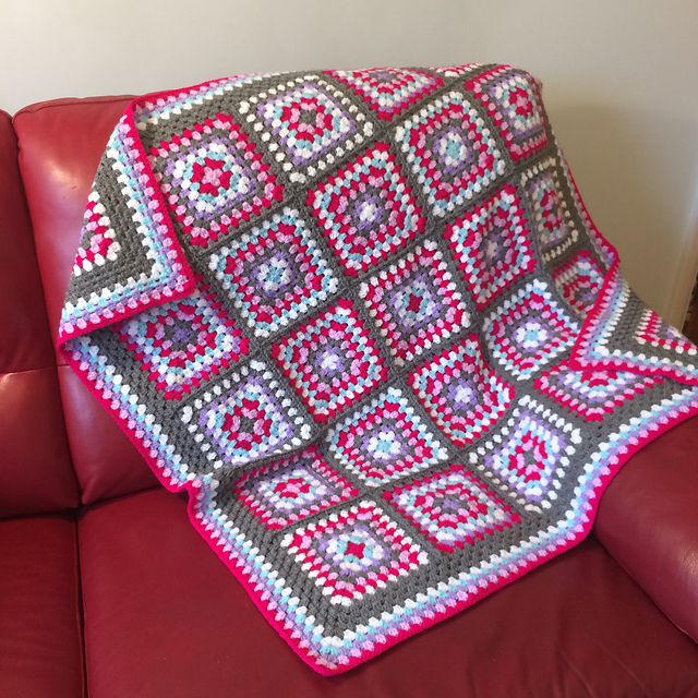Magic Pink Granny Square Blanket