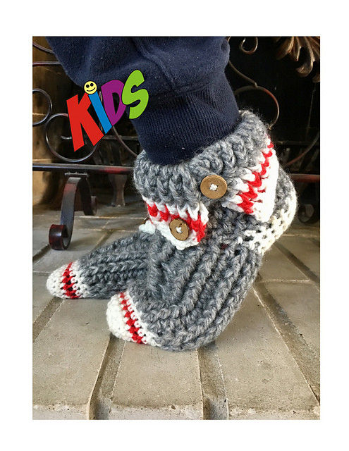 Kids Sock Monkey Slippers