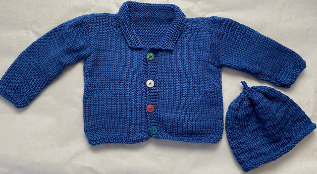 Shawl Edged cardigan and hat - birth -3yrs old